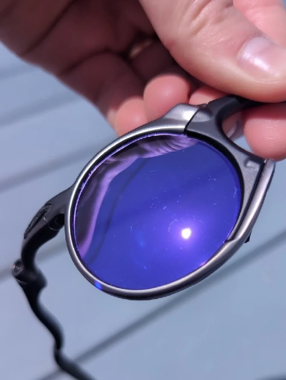 Oakley Madman Round Metal Black Silver Sunglasses with Polarized Mirrored Lenses